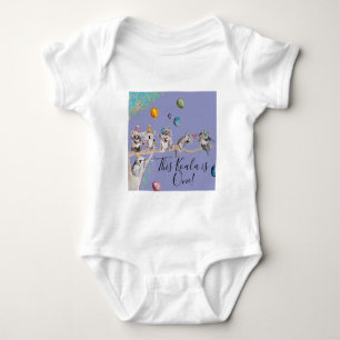 Body Koala Mignon Premier Anniversaire Aquarelle Violet