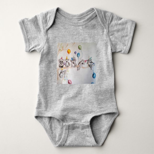 Body Koala Whimsical Watercolor Grey Baby Bodysuit (Devant)