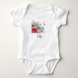 Body L Lily Personnalisez le nom de la lettre, Fleurs R