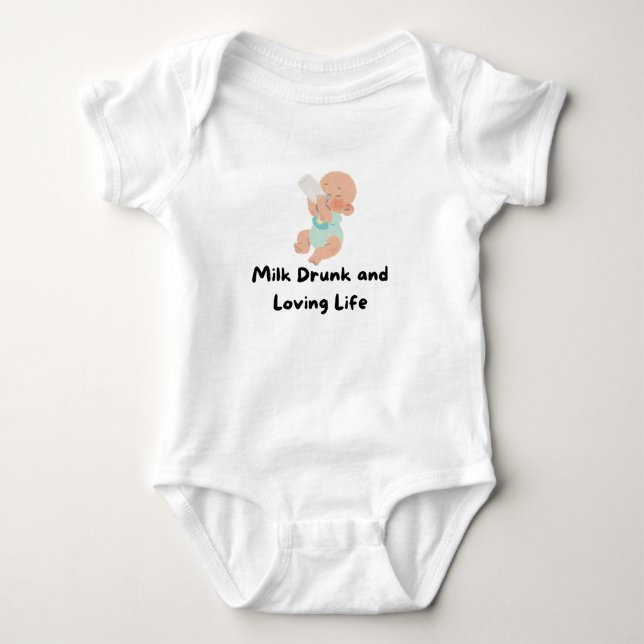 Body 👶 "Lait ivre et aimer la vie" Baby Tee 🍼 ❤️ (Devant)