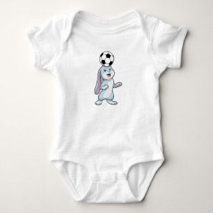 Body Lapin comme joueur de football avec balle de footb