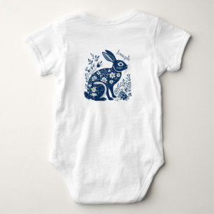 Body Lapin de Pâques bleu marine floral victorien vinta