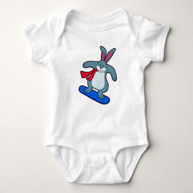 Body Lapin en Snowboard avec Snowboard & Scarf (Devant)