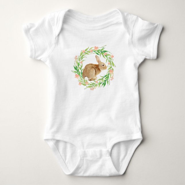 Body Lapin mignon dans la couronne de fleurs (Devant)