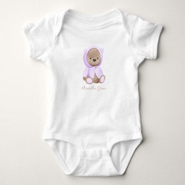 Body Lavender Teddy Bear Nom personnalisé Bébé Bébé (Devant)
