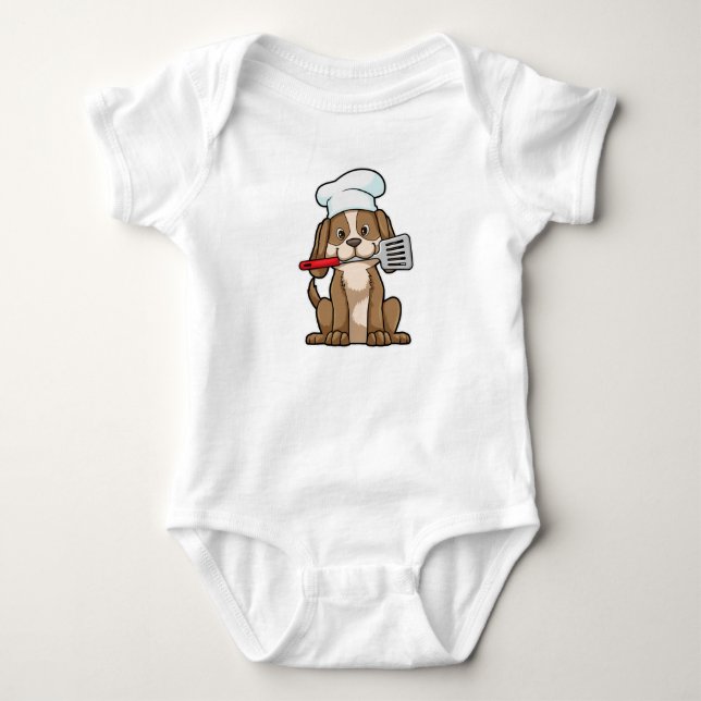 Body Le chien cuisinier avec le casquette et la spatule (Devant)