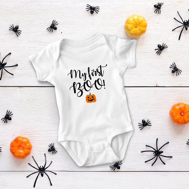 Body Le Citrouille d'Halloween Mon premier garçon ! (Halloween Pumpkin My First Boo! Baby Bodysuit)