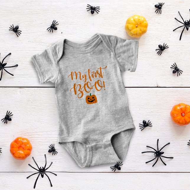 Body Le Citrouille d'Halloween Mon premier garçon ! (Halloween Pumpkin My First Boo! Baby Bodysuit)