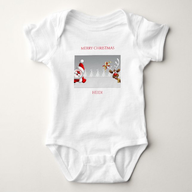 Body Le maillot de bain Père Noël & rennes pour bébé je (Devant)