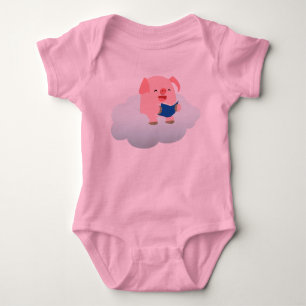 Body Lecteur de cochon de dessin mignon sur Cloud Baby