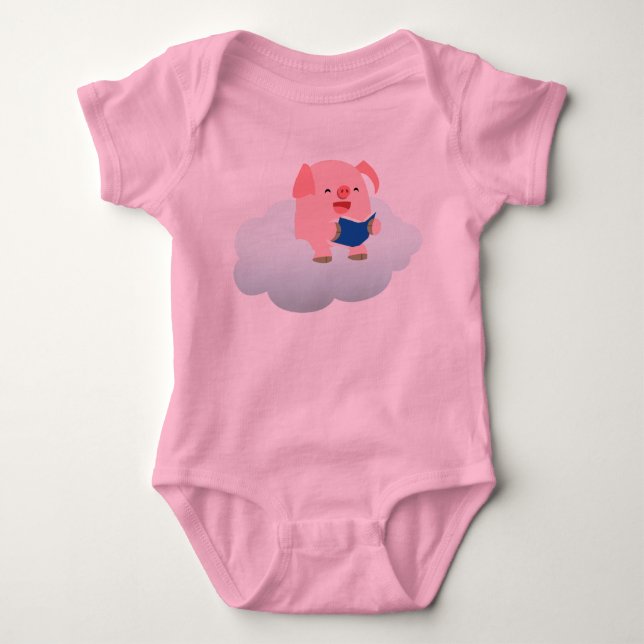 Body Lecteur de cochon de dessin mignon sur Cloud Baby (Devant)
