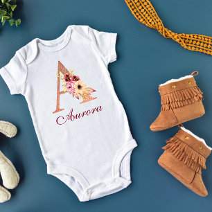 Body Lettre A Monogramme Floral Rose Gold