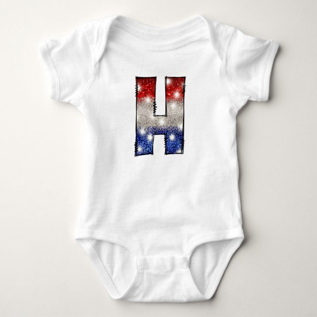 Body Lettre Bébé américaine H - 4 juillet USA (Devant)
