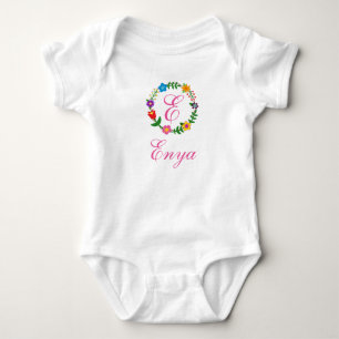 Body Lettre E, Enya, Fleurs Bodysuit personnalisable