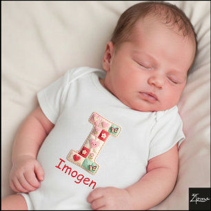 Body Lettre I initiale en patchwork matelassé pour la n