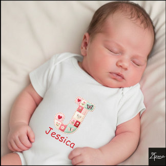 Body Lettre J initiale en patchwork matelassé pour la n