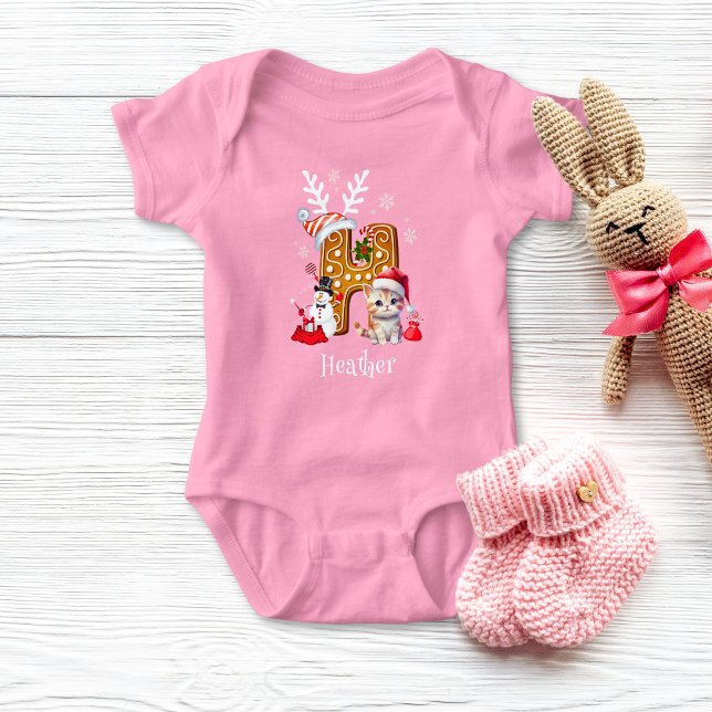 Body Lettre Père Noël Gingerbread H pour fille (Créateur téléchargé)