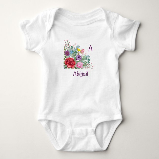 Body Lettre personnalisée avec prénom Abigail, Fleurs d (Devant)