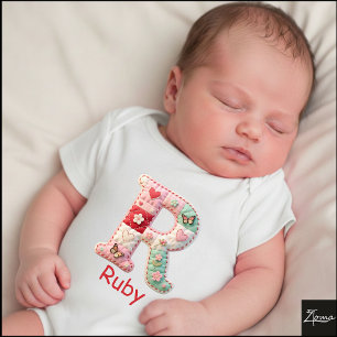 Body Lettre R initiale en patchwork matelassé pour la n