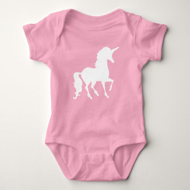 Body Licorne blanche silhouette Belle Fantaisie Bébé (Devant)