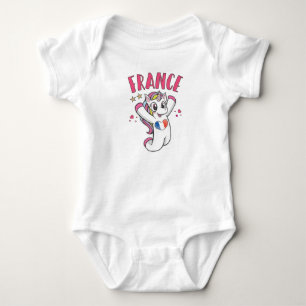 Body Licorne fan de football France avec drapeau coeur