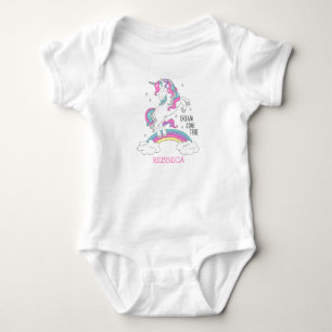 Body licorne magique en rose et argent fille parties sc