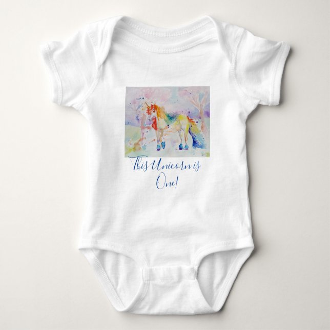 Body Licorne Mignon Premier Anniversaire pastel Aquarel (Devant)