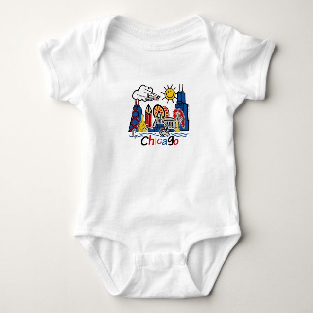 Body Ligne aérienne de Chicago pour les enfants mignons (Devant)