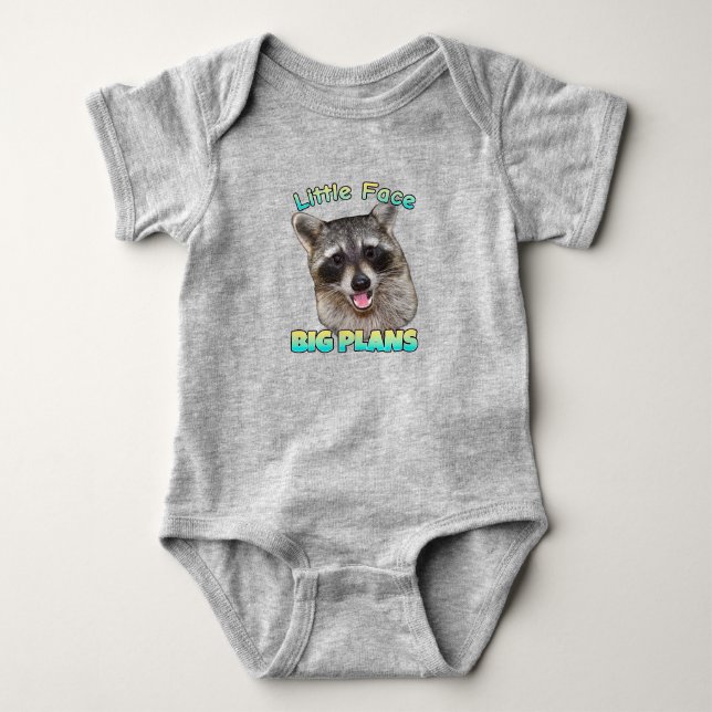Body Little Face, Big Plans Raccoon Baby Bodysuit (Devant)