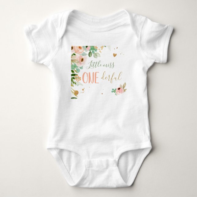 Body Little Miss Onederful Fille d'anniversaire Fleurs (Devant)