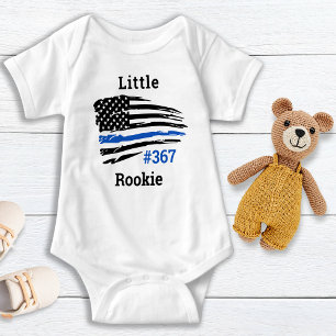 Body Little Rookie Personnalisé Mince Ligne Bleue Polic