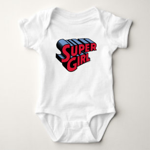 Body Logo du nom empilé de la superfille rouge et bleue