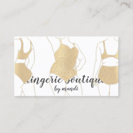 Body Logo QRCode Bikini Unterwäsche Shop Gold Weiß Visitenkarte