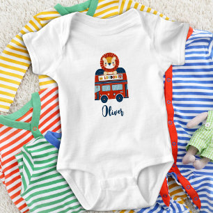 Body London Bus & Bébé Lion Mignon Personnalisé 