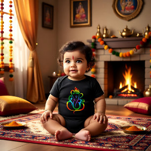 Body Lord Ganesha en couleur sur le noir