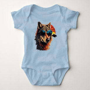 Body Loup chien avec lunettes de soleil dans le coucher