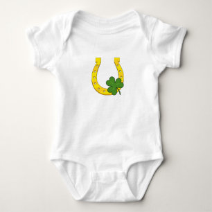 Body Lucky Golden Horseshoe avec Shamrock en blanc
