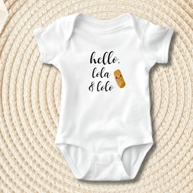Body Lumpia Hello Lola Lolo Filipino Baby Faire-part (Little Lumpia Baby Bodysuit, Hello Lola and Lolo)