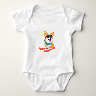 Body Lustiger Corgi sur skis