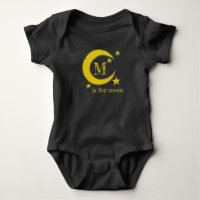 M est pour Moon Yellow Crescent Night Sky Stars AB
