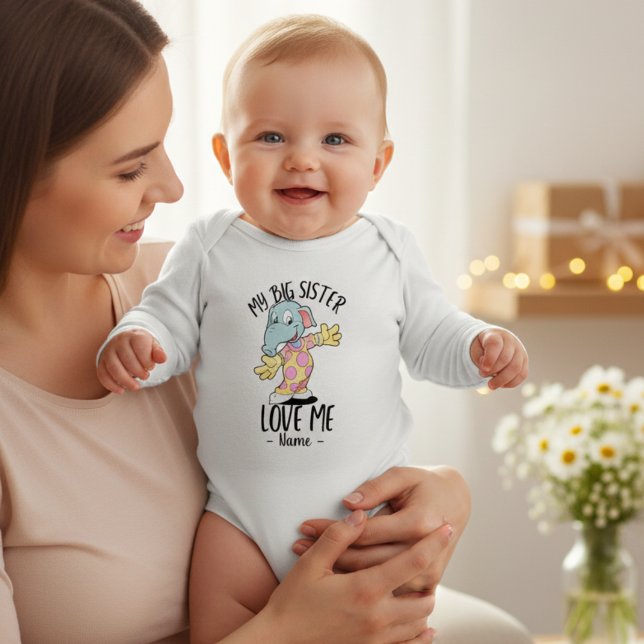 Body Ma grande sœur m'aime avec un nom personnalisé (My Big Sister Loves Me Personalized Baby Bodysuit)