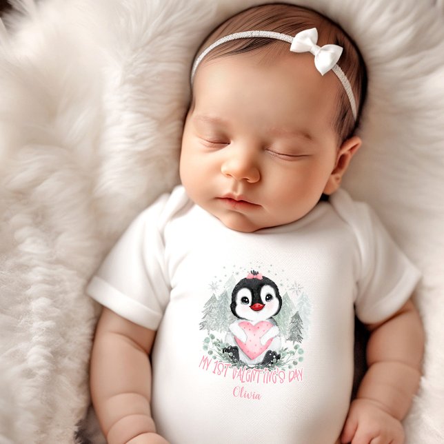 Body Ma première Saint Valentin Fille bébé personnalisé (My first Valentine's day Personalized Baby girl Baby Bodysuit)