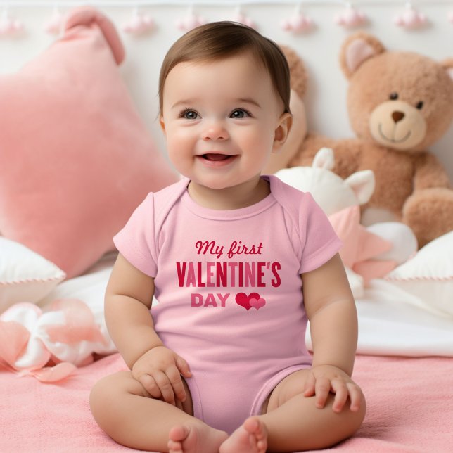Body Ma première Saint Valentin Fille Bébée Rose (Créateur téléchargé)