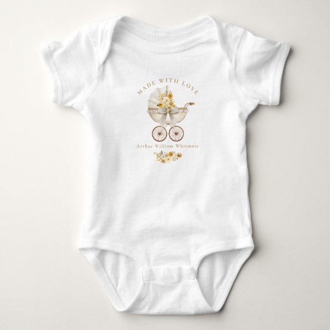 Body Made With Love Sage Green Baby Bodysuit (Devant)