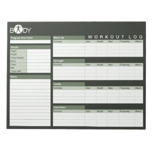 Body Madness Personal Workout Log Planner Notepad Notizblock