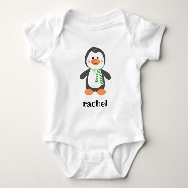 Body maillot bébé manchot de neige de noël (Devant)