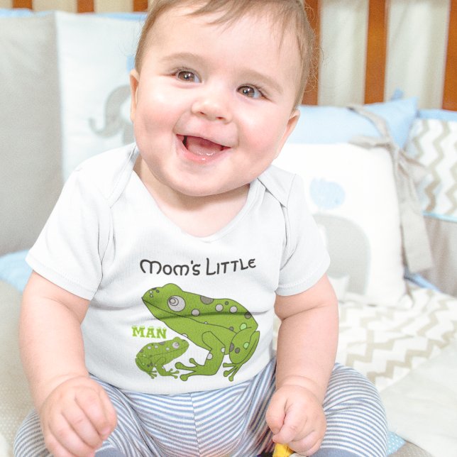 Body Maman et Son Frog Art (green frog cute little baby jersey bodysuit.)