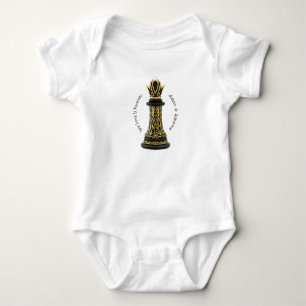 Body MAMAN Reine de ma vie, Écriture Dorée Échecs Noirs