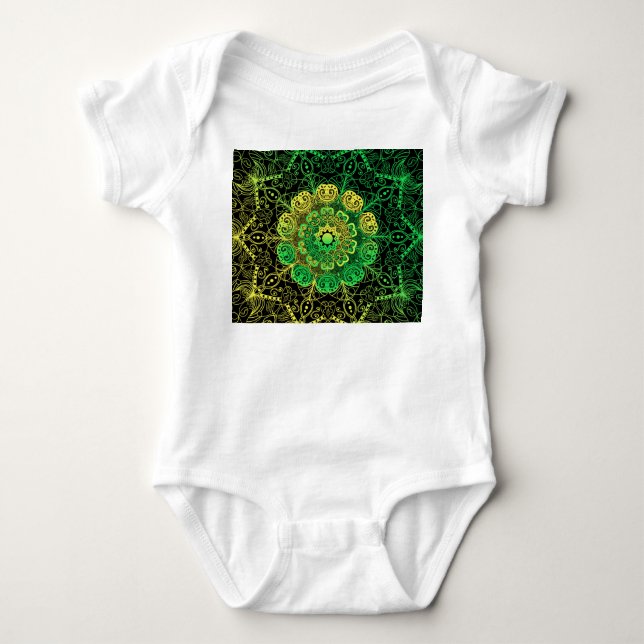 Body Mandala Art : Green Yellow Detail. (Devant)