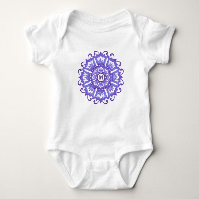 Body Mandala violet floral. Monogramme (Devant)